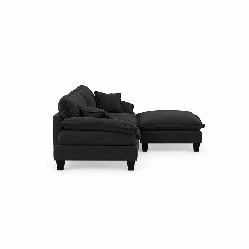 Canapé 2 places d’angle avec pouf – Design confortable et modulable