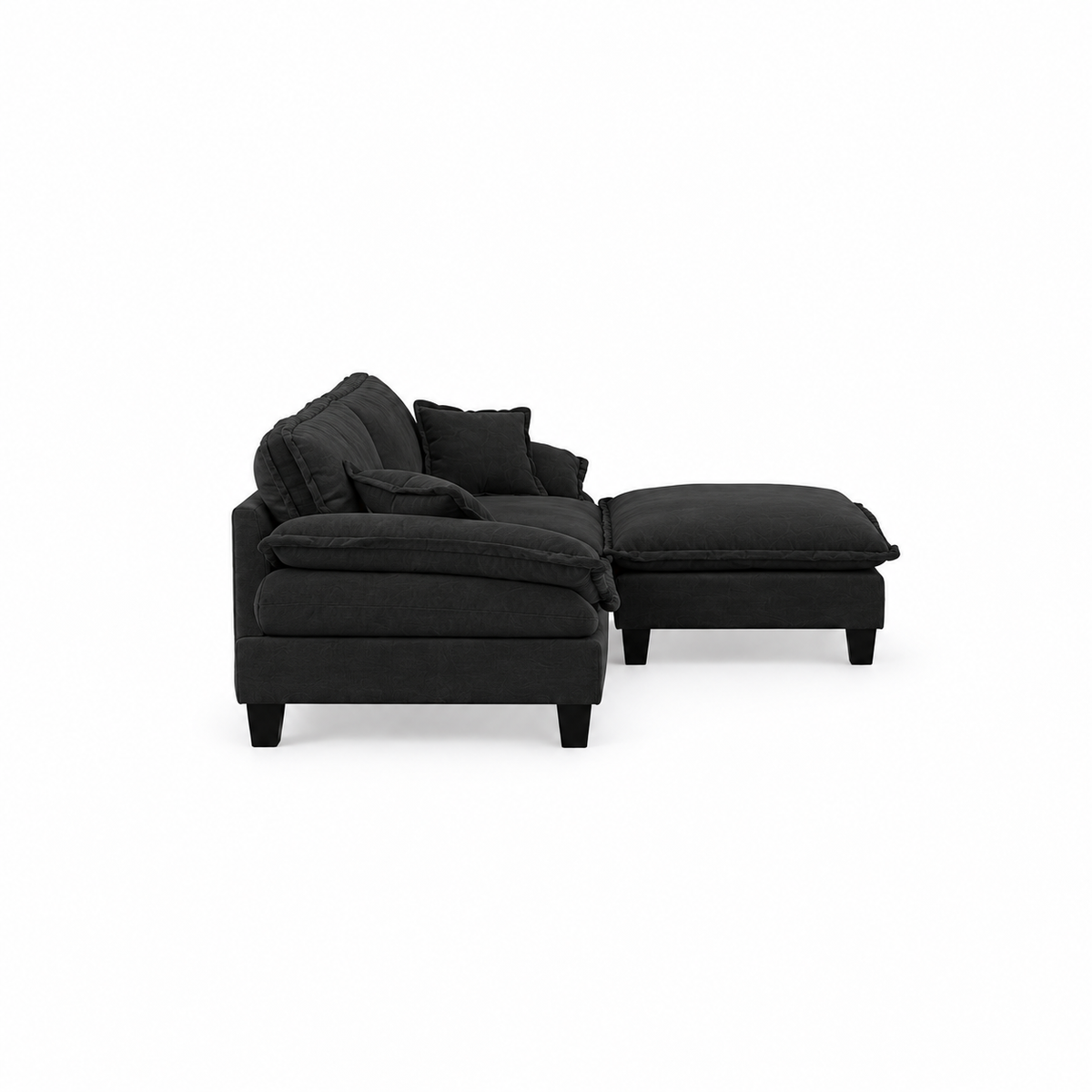 Canapé 2 places d’angle avec pouf – Design confortable et modulable