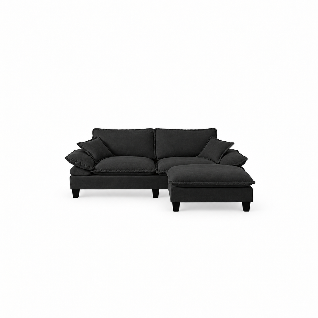 Canapé 2 places d’angle avec pouf – Design confortable et modulable