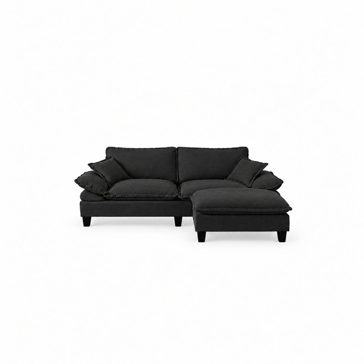 Canapé 2 places d’angle avec pouf – Design confortable et modulable