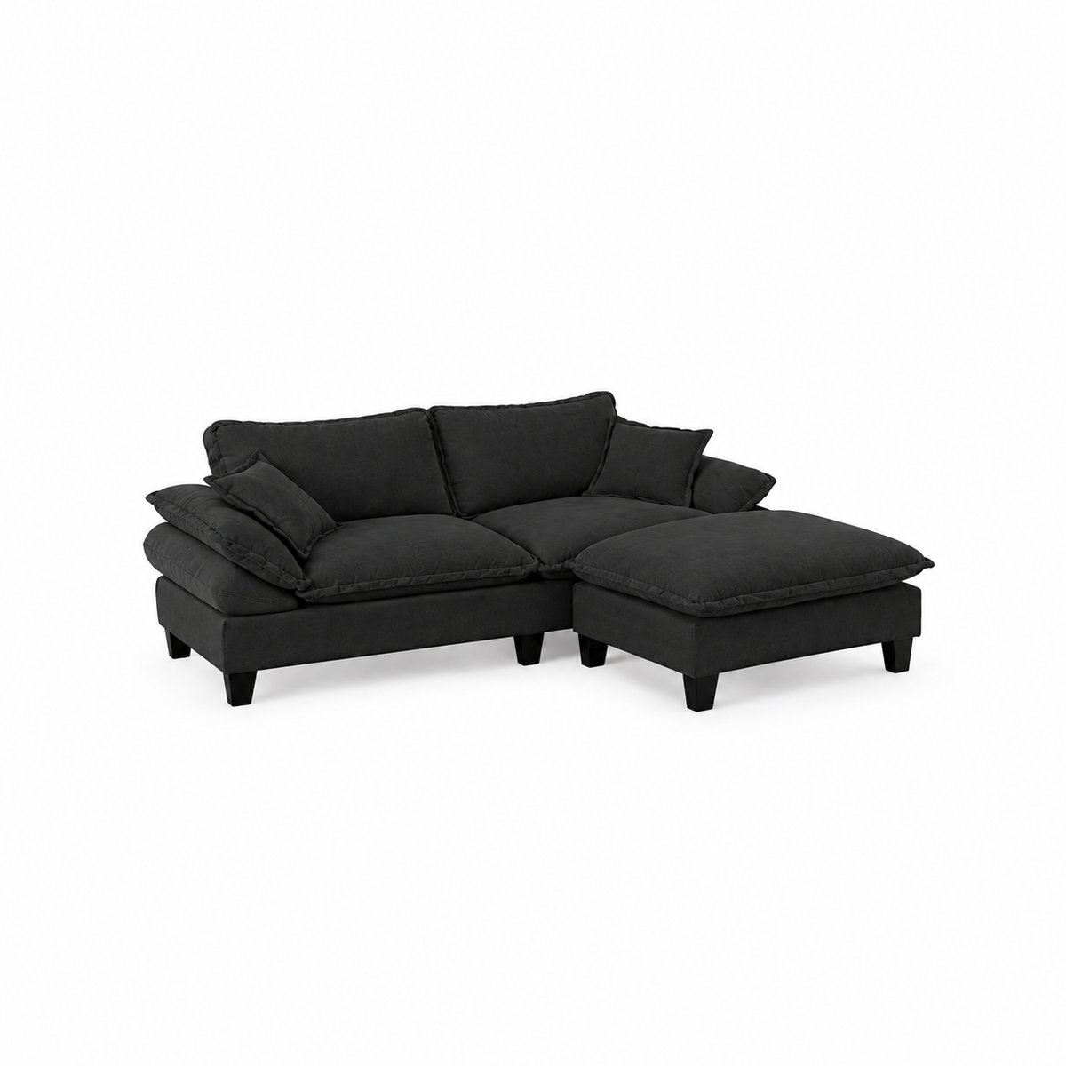 Canapé 2 places d’angle avec pouf – Design confortable et modulable