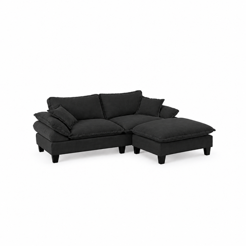 Canapé 2 places d’angle avec pouf – Design confortable et modulable