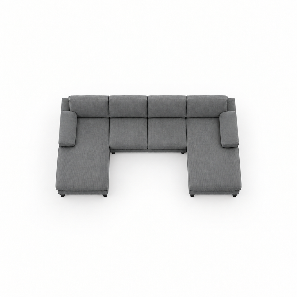Canapé panoramique 3 places – Design moderne en tissu côtelé