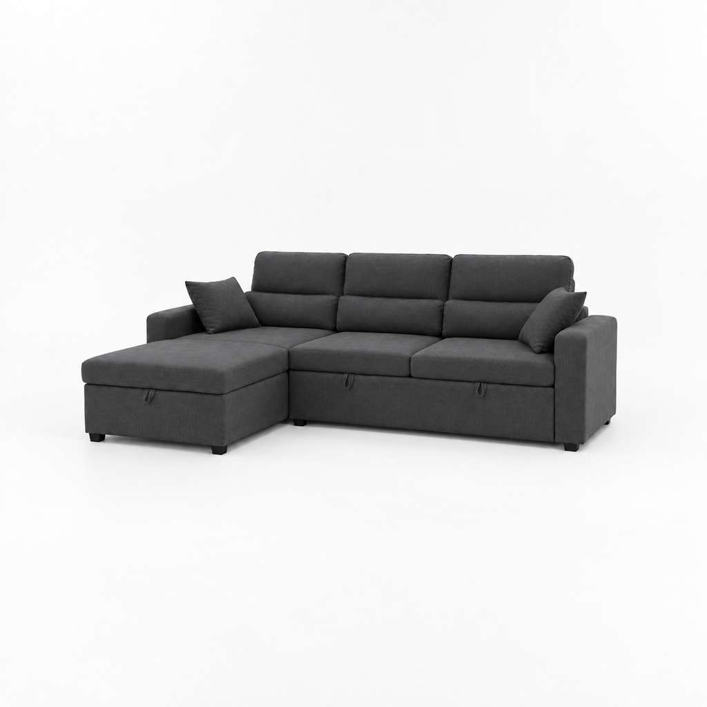 Canapé d’angle convertible méridienne 3 places – Anthracite
