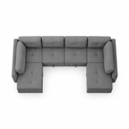 Canapé Panoramique 4 Places Modulable en Tissu Gris – Assises Déplaçables