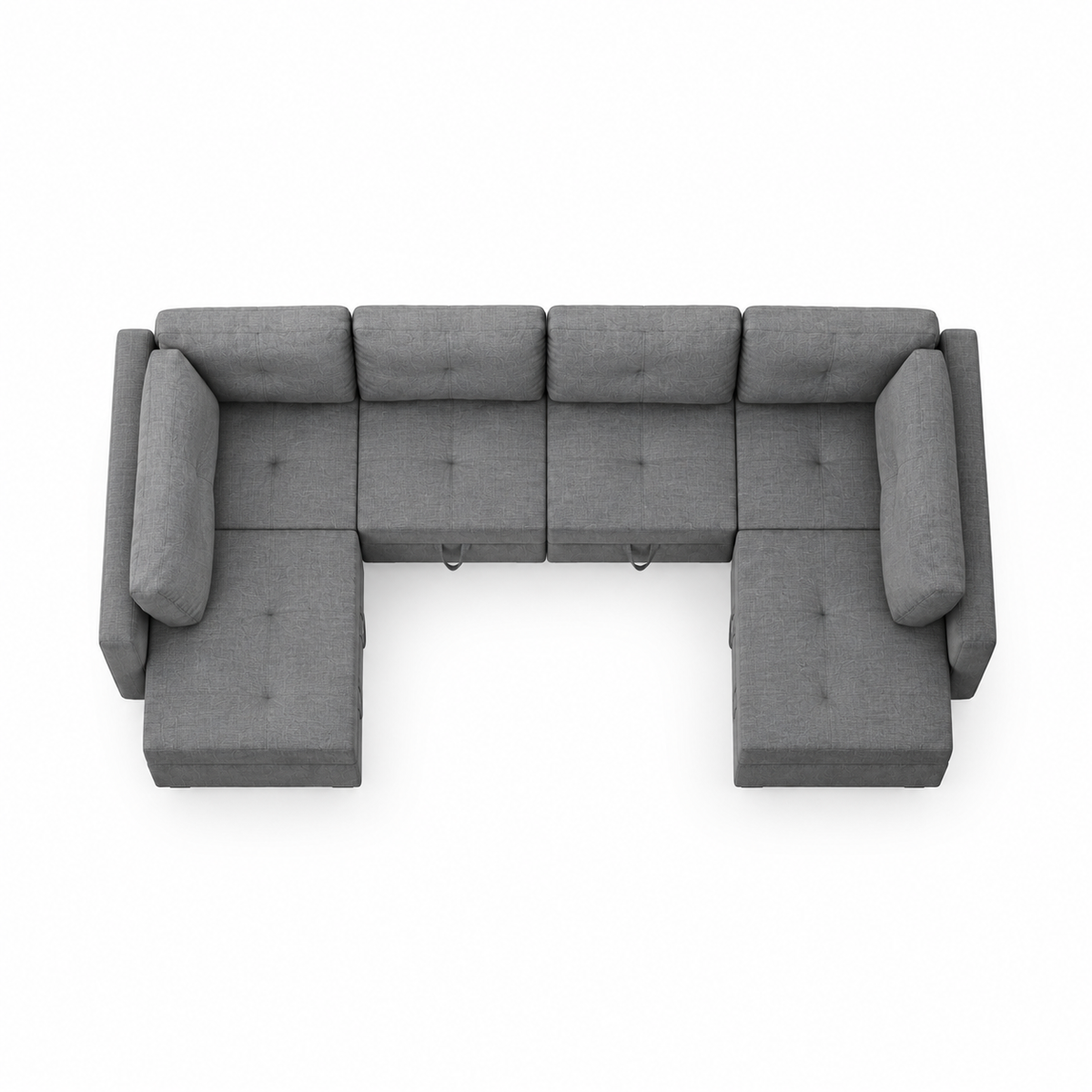 Canapé Panoramique 4 Places Modulable en Tissu Gris – Assises Déplaçables