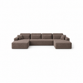Canapé panoramique 4 places modulable en tissu côtelé – Taupe