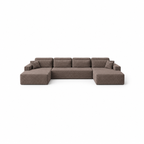 Canapé panoramique 4 places modulable en tissu côtelé – Taupe