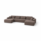 Canapé panoramique 4 places modulable en tissu côtelé – Taupe
