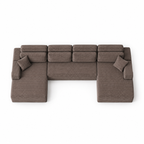 Canapé panoramique 4 places modulable en tissu côtelé – Taupe