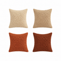 Lot de 4 Housses de Coussin Texturées – Style Bouclé, Tons Naturels et Terracotta
