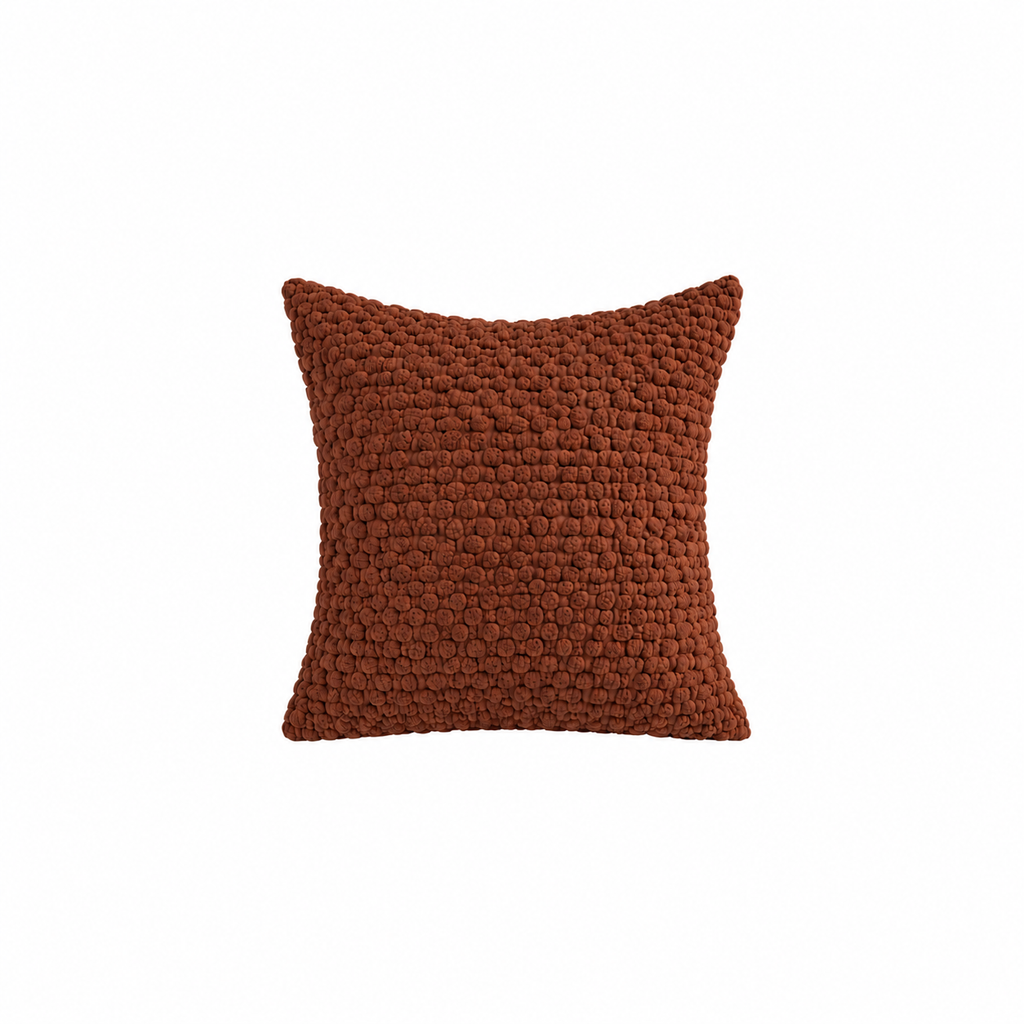 Lot de 4 Housses de Coussin Texturées – Style Bouclé, Tons Naturels et Terracotta